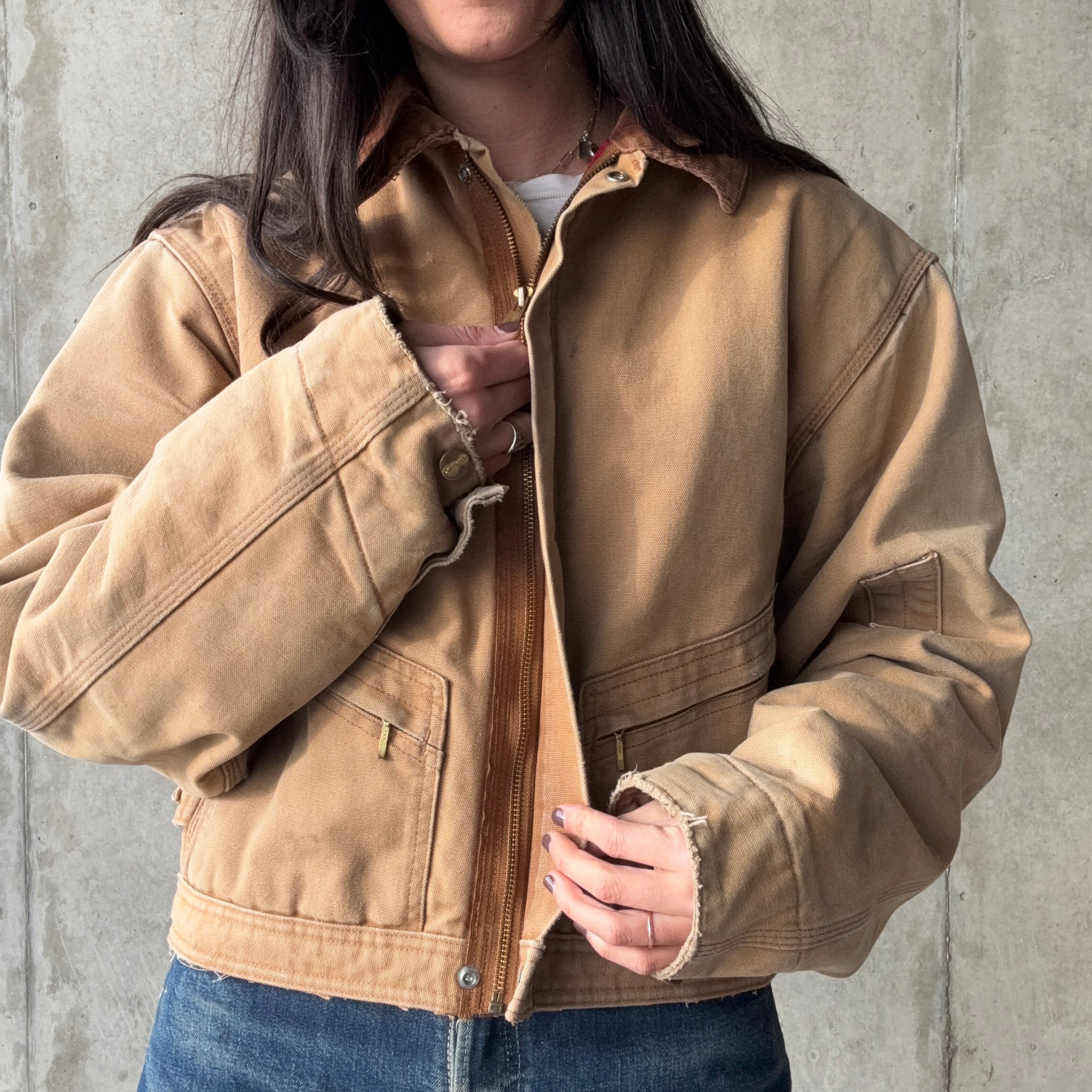 Tan Cropped Insulated Carhartt Jacket