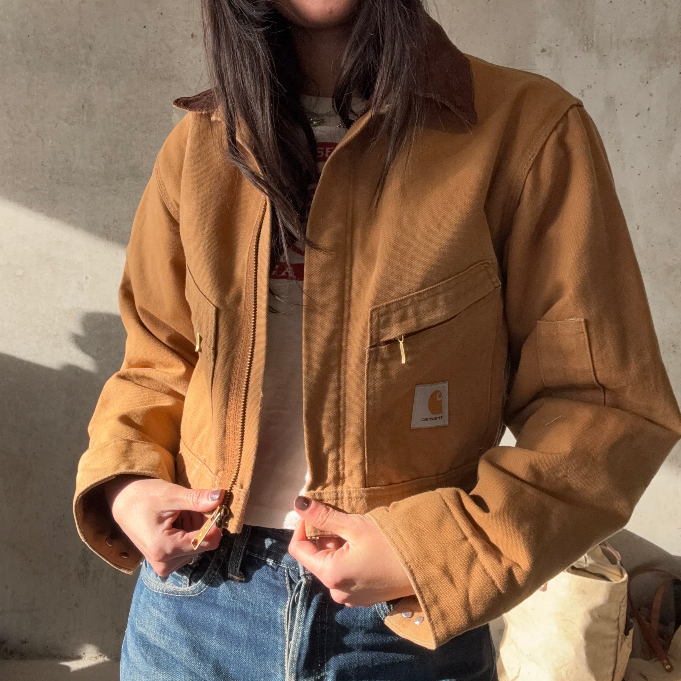 Tan Insulated Cropped Carhartt Jacket