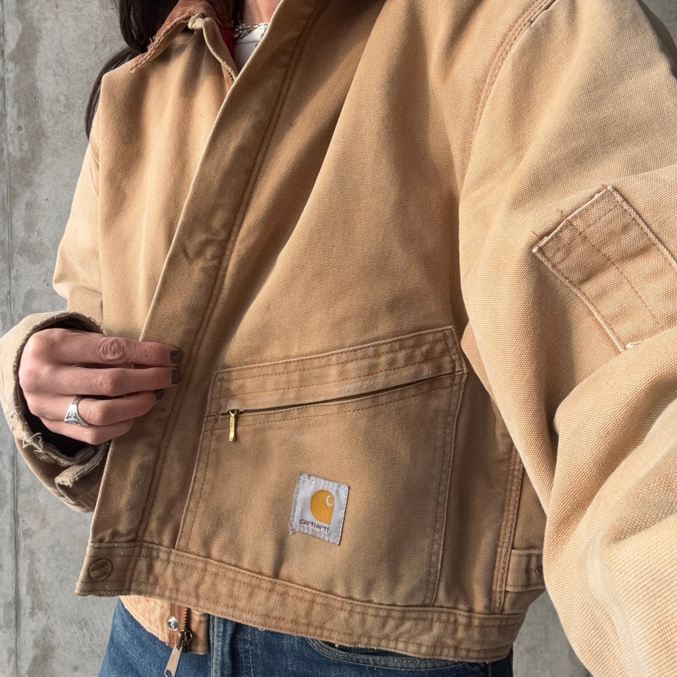 Tan Cropped Insulated Carhartt Jacket